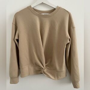 MAGASCHONI Sweatshirt Small Petites SP Modal Blend Twist Front Soft Brown lounge